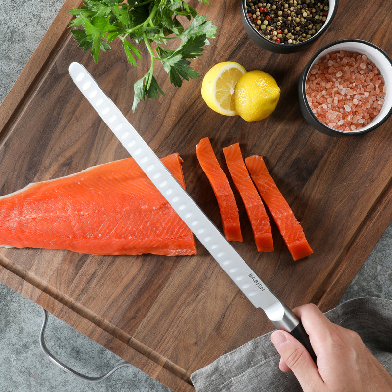 Babish 12" German Steel Super Slicer Knife - Stainless Steel - Gift Box w/ Remailer
