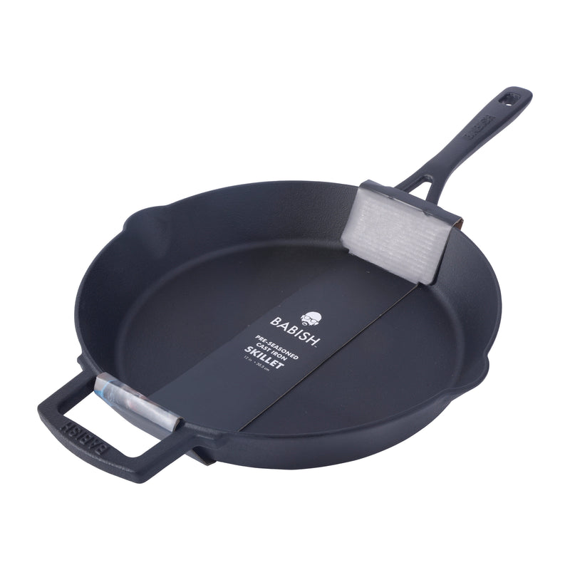 Babish 12" Preseason Cast Iron Skillet - Color Sleeve w/ Remailer