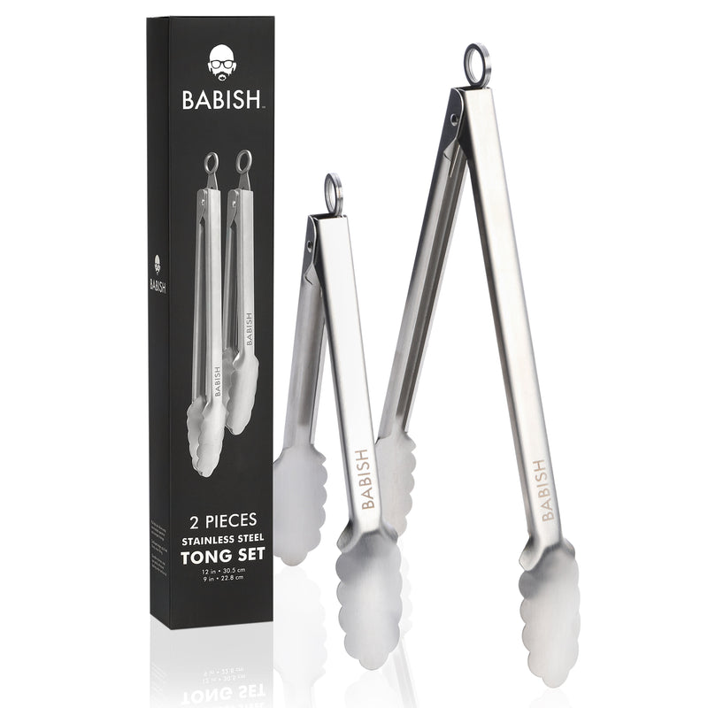 Babish 2pc 12" & 9" Stainless Steel Tong Set - GBX w/ Remailer