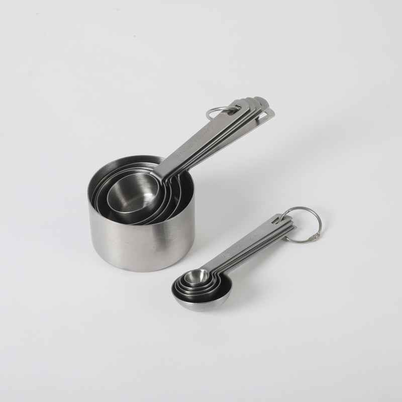 Babish 10pc Stainless Steel Measuring Cups & Spoons Set - Matte Brushed Int. -GBX w/ Remailer