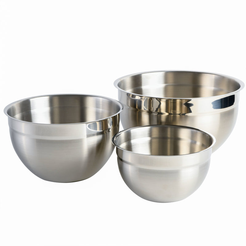 Babish 3pc Stainless Steel Mixing Bowl Set - Brushed - Gift Box w/ Remailer