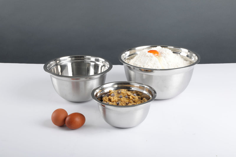 Babish 3pc Stainless Steel Mixing Bowl Set - Brushed - Gift Box w/ Remailer