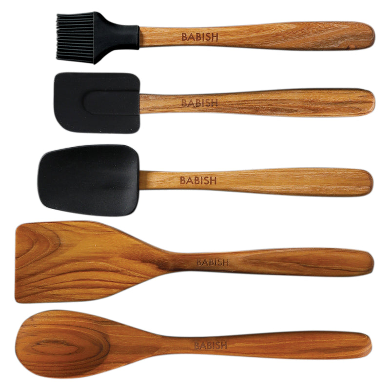Babish 11 pc Essential Tool Set - Wood / Silicone / SS - GBX w/ Remailer