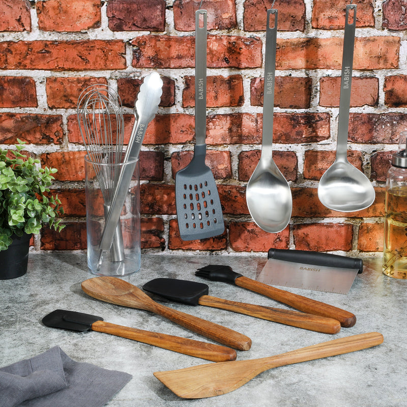 Babish 11 pc Essential Tool Set - Wood / Silicone / SS - GBX w/ Remailer