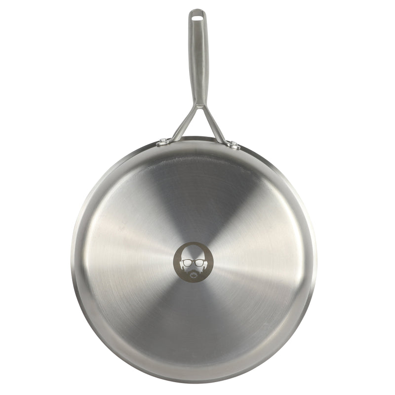 Babish 12.5" Stainless Steel Triply Fry Pan w/ Stainless Steel Lid - Color Sleeve w/ Remailer
