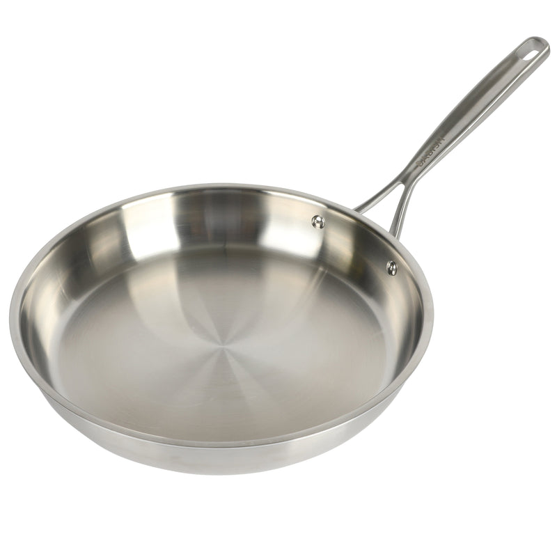 Babish 12.5" Stainless Steel Triply Fry Pan w/ Stainless Steel Lid - Color Sleeve w/ Remailer