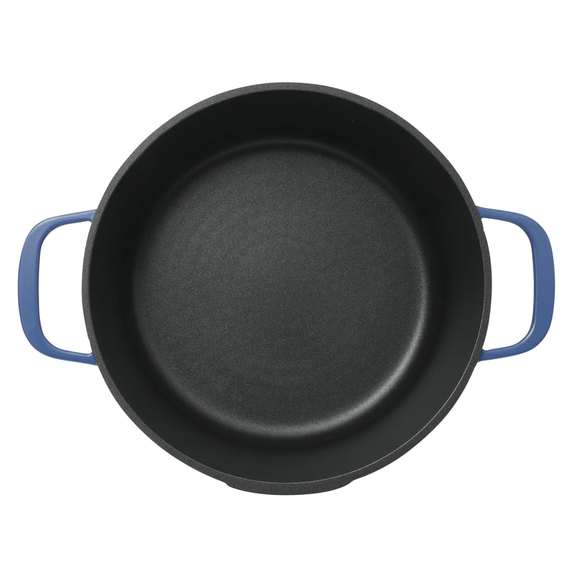 Oster Amberton 10pc Cast Aluminum Cookware Set w/ Kitchen Tools & Felts - Blue - Black Nonstick Interior - Induction Base - Gift Box