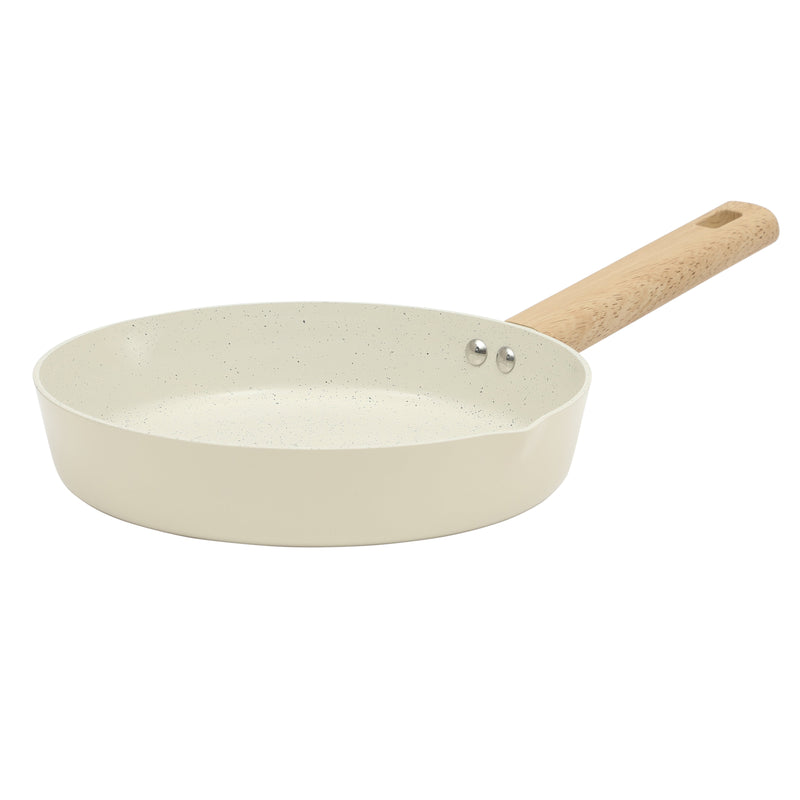 Gibson Home Marbleton 9.5" Aluminum Frying Pan - Ceramic Speckle Int - Wood Look Handle - O/S - Color Sleeve