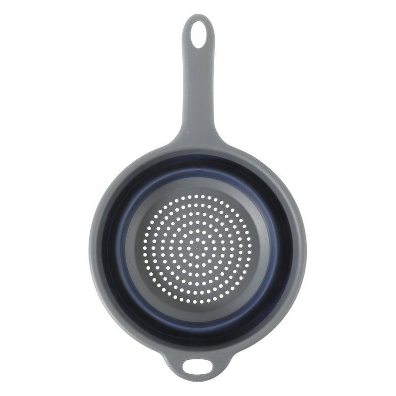 Oster Bluemarine 7" Foldable Colander w/ Long Handle - Blue/Grey - Round - PP/TPR - Color Sleeve