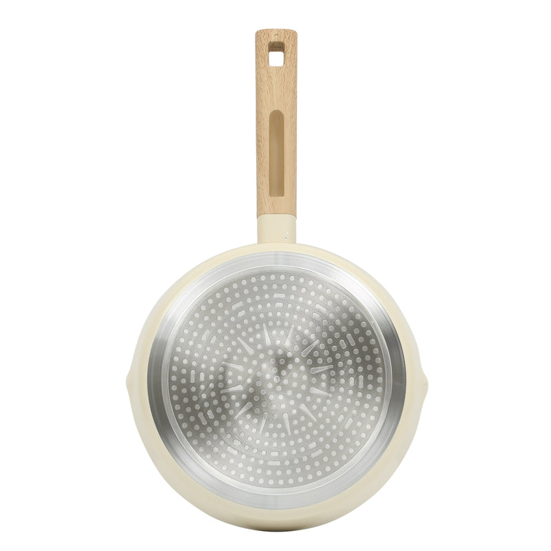 Gibson Home Marbleton 9.5" Aluminum Frying Pan - Ceramic Speckle Int - Wood Look Handle - O/S - Color Sleeve
