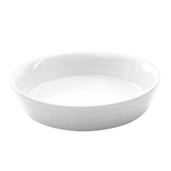 Our Table Simply White 9.5" x 2.25" Porcelain Pie Plate - Open Stock w/ UPC Label