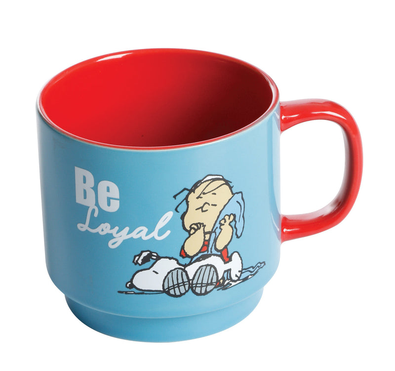Peanuts Gentle Reminders 4pc 14.8oz Cups w/ Metal Stand - 4 Assorted Designs - Decorated -Stoneware - Gift Box