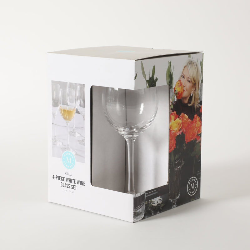 Martha Stewart Vivica 4pc 14oz Stemmed White Wine Glass Set - Clear - Open Window Gift Box
