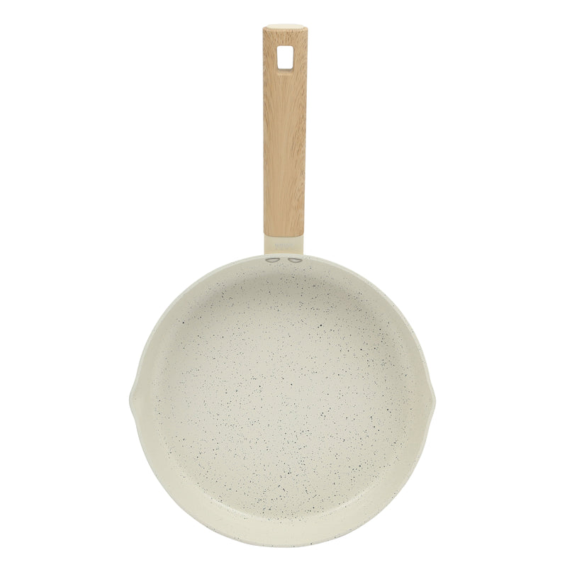 Gibson Home Marbleton 9.5" Aluminum Frying Pan - Ceramic Speckle Int - Wood Look Handle - O/S - Color Sleeve