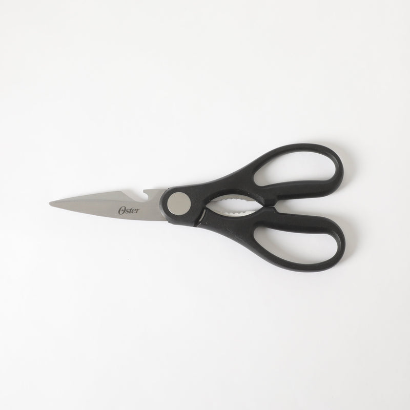 Oster Gunderson 2pc Stainless Steel 7" Cleaver & Scissors - Black Textured Nonstick Blade - ABS Bolster/PP Wood Look Handle - Clam Pack