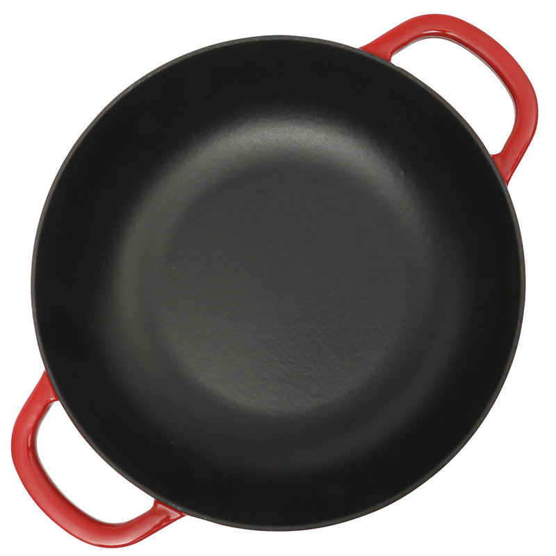 Crock-Pot Artisan Studio 4.8qt (12") Enamel Cast Iron Everyday Pan w/ Borosilicate Lid & Red Coated Knob - Gradient Red - Round - Gift Box w/ Remailer