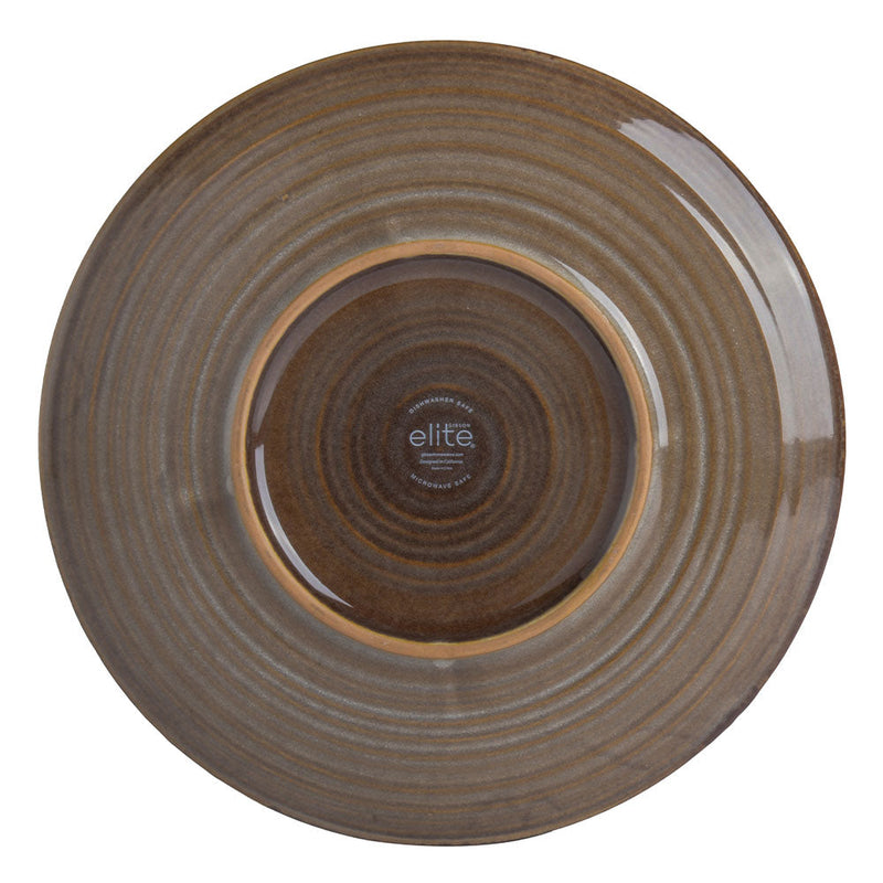 Gibson Elite Dreamweaver Brown 12pc Double Bowl Dinnerware Set - Reactive - Earthenware - Gift Box