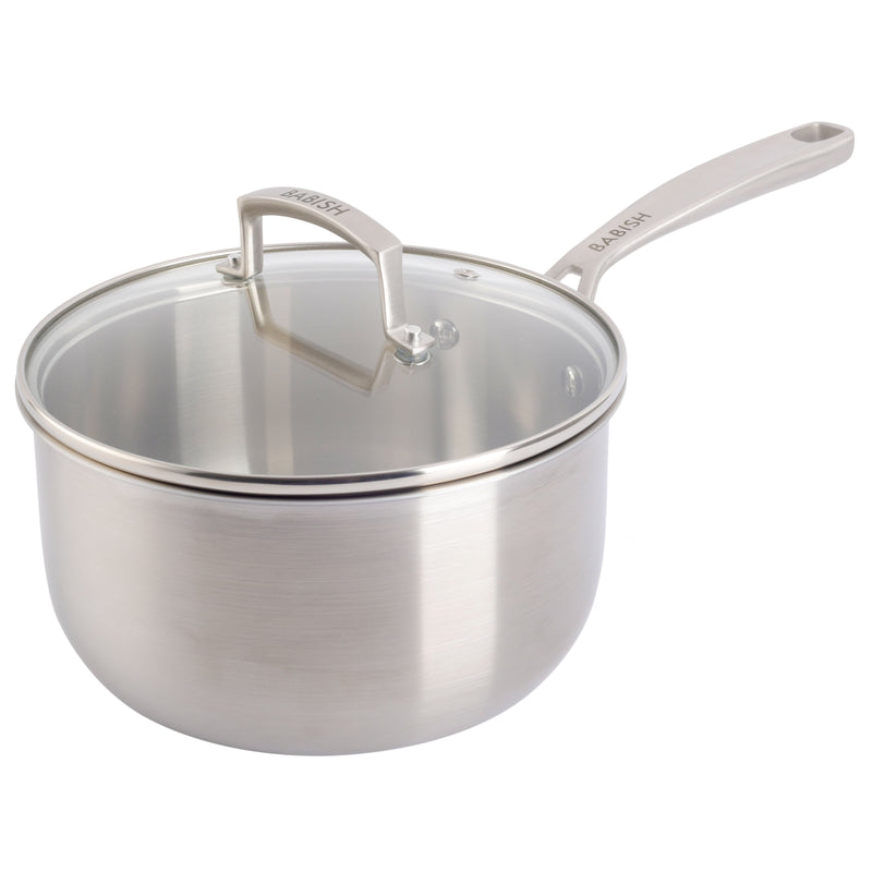 Babish 3.5qt Triply Stainless Steel Saucepan w/ Lid - Color Sleeve w/ Remailer