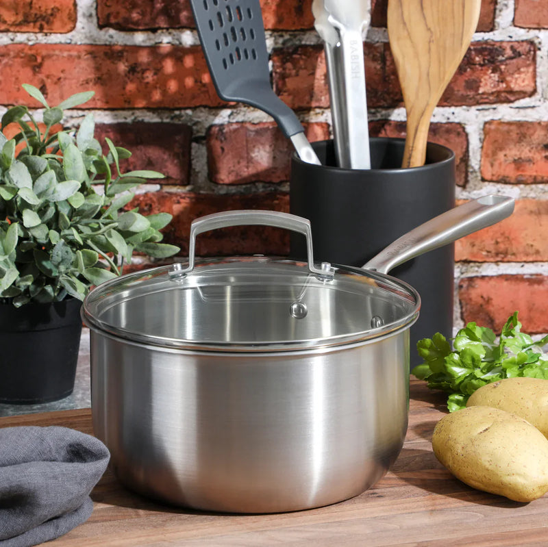 Babish 3.5qt Triply Stainless Steel Saucepan w/ Lid - Color Sleeve w/ Remailer