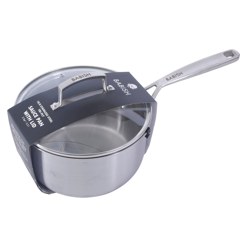 Babish 3.5qt Triply Stainless Steel Saucepan w/ Lid - Color Sleeve w/ Remailer