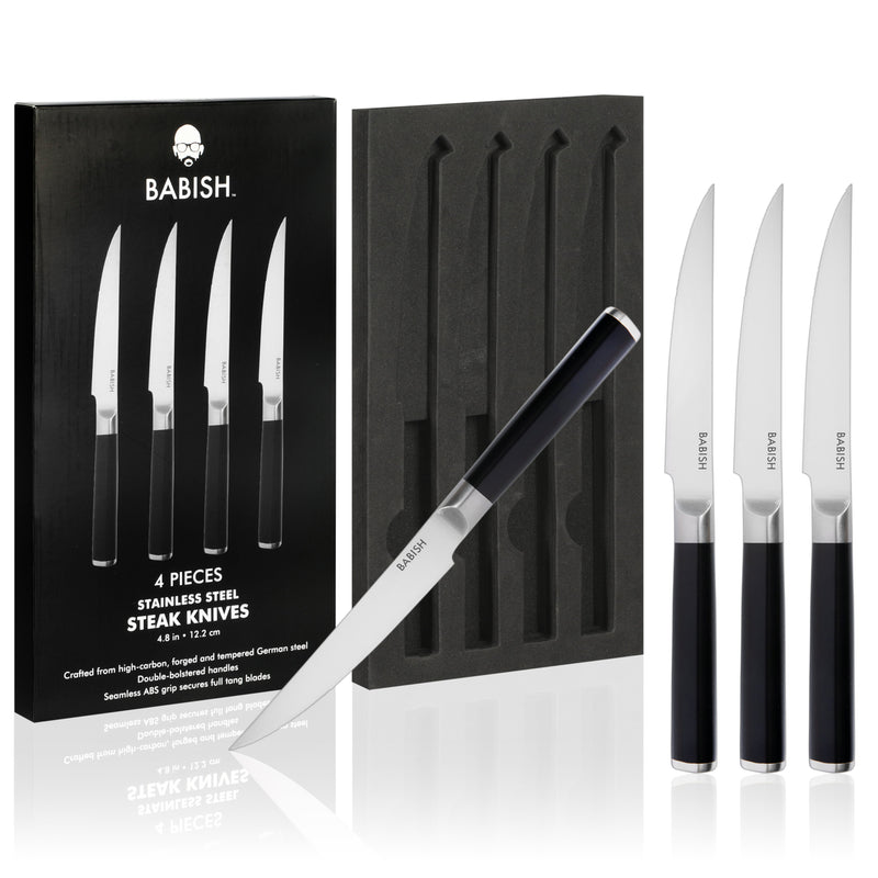 Babish 4pc Stainless Steel Steak Knife Set - ABS Handle - Gift Box w/ Remailer