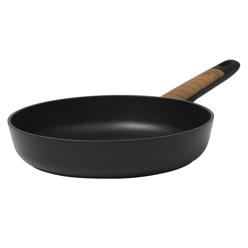 Oster Oxburg 10" Aluminum Frying Pan - Matte Black - Nonstick Interior - Induction Base - Black 2 Tone Soft Touch Wooden Handle - Color Sleeve