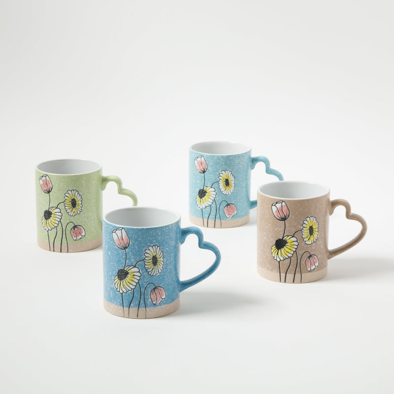 Gibson Home Sunbloom 15oz Mug - 4 Assorted Designs - Wax Relief - Stoneware - Open Stock