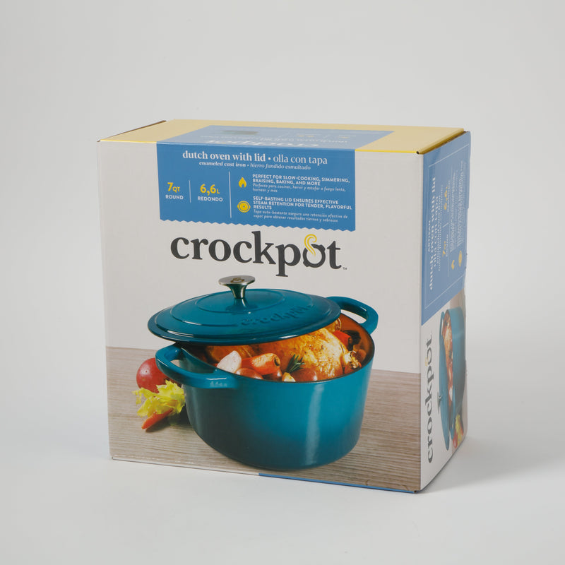Crock-Pot Artisan 7qt Enamel Cast Iron Dutch Oven w/ Lid - Round - Gift Box w/ Remailer
