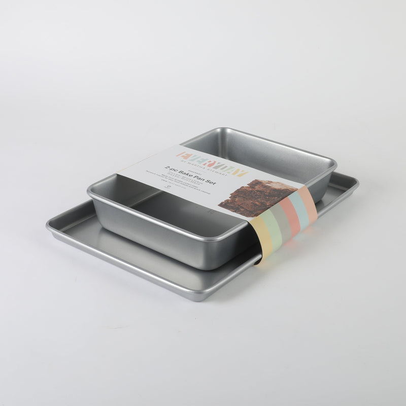 Martha Stewart Everyday Bakeaway 2pc Carbon Steel 17"& 13"Bake Pan Set - Silver - Non Stick Interior - Open Stock Color Sleeve