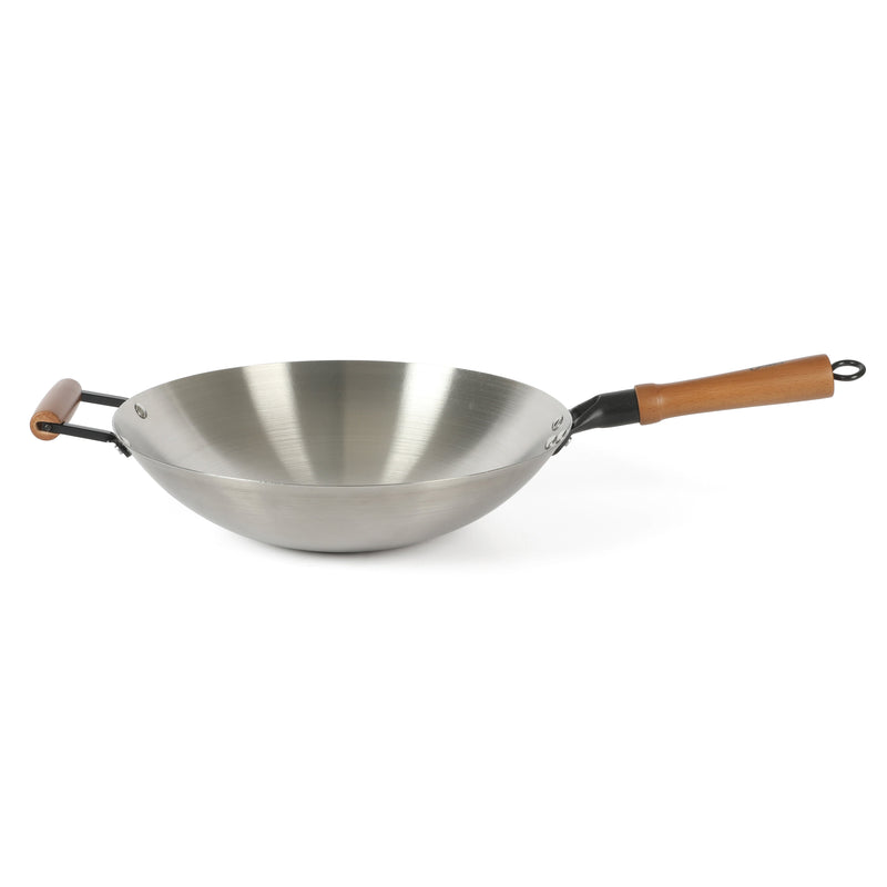 Oster Sangerfield 14" Stainless Steel Wok - Satin Interior & Exterior - Wood Handle - Color Sleeve