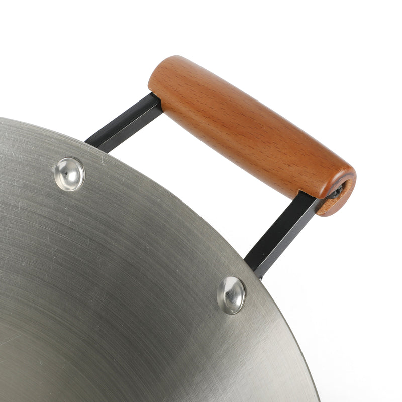 Oster Sangerfield 14" Stainless Steel Wok - Satin Interior & Exterior - Wood Handle - Color Sleeve