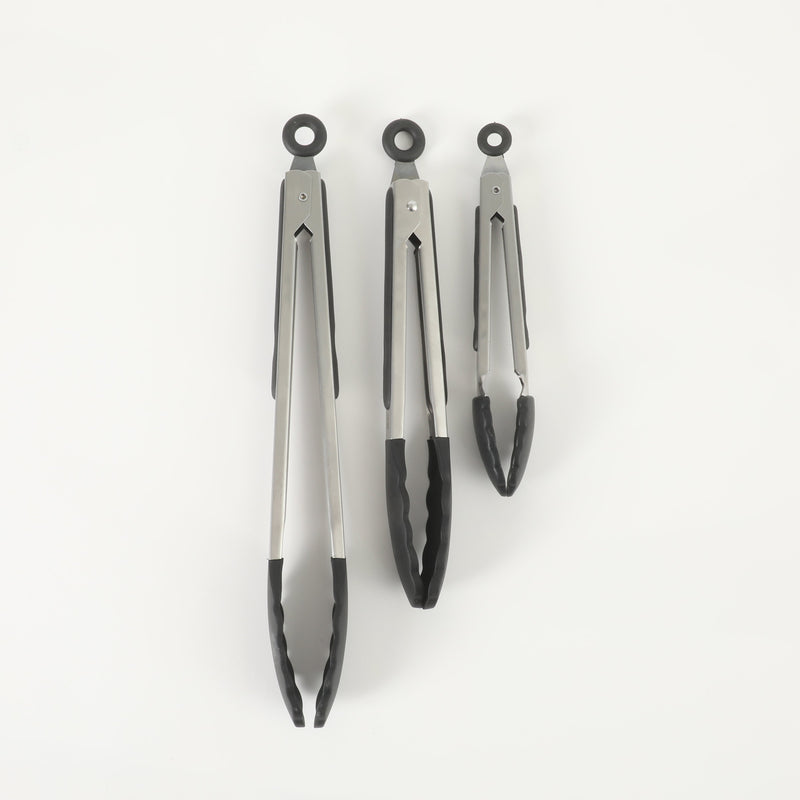 Oster Baldwyn 3pc Stainless Steel Tongs Set - Nylon/SS/TPR Handle - Tie Card