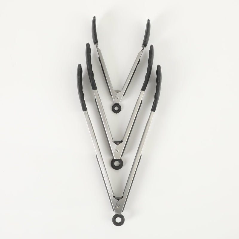 Oster Baldwyn 3pc Stainless Steel Tongs Set - Nylon/SS/TPR Handle - Tie Card
