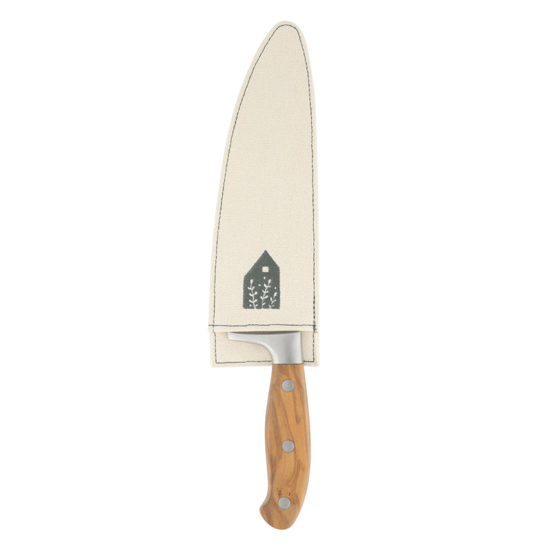 Bloomhouse 8" German Steel Chef Knife - Olive Wood Forged Handle - Stainless Steel - Gift Box w/ Remailer