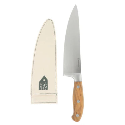 Bloomhouse 8" German Steel Chef Knife - Olive Wood Forged Handle - Stainless Steel - Gift Box w/ Remailer