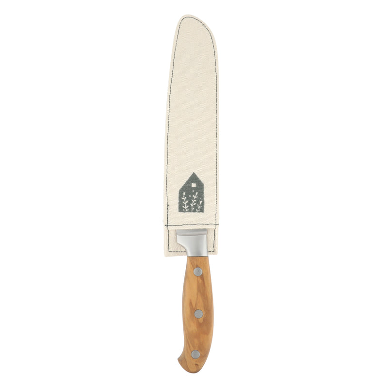 Bloomhouse 8" German Steel Bread Knife - Olive Wood Forged Handle - Stainless Steel - Gift Box w/ Remailer