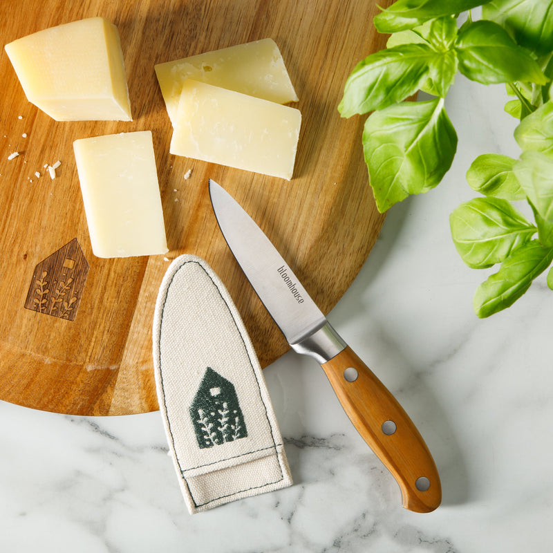 Bloomhouse 3.5" German Steel Paring Knife - Olive Wood Forged Handle - Stainless Steel - Gift Box w/ Remailer
