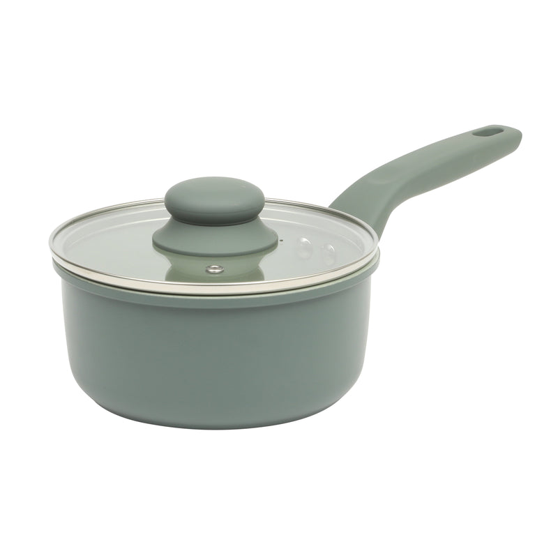 Gibson Home Barnsdall 10pc Aluminum Cookware Set w/ Kitchen Tools & Glass Lid - Grey Ceramic Nonstick Interior - Soft Touch Handle - Gift Box w/ Remailer