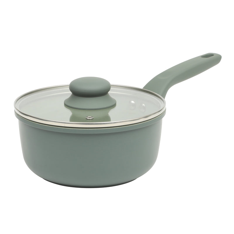 Gibson Home Barnsdall 10pc Aluminum Cookware Set w/ Kitchen Tools & Glass Lid - Grey Ceramic Nonstick Interior - Soft Touch Handle - Gift Box w/ Remailer