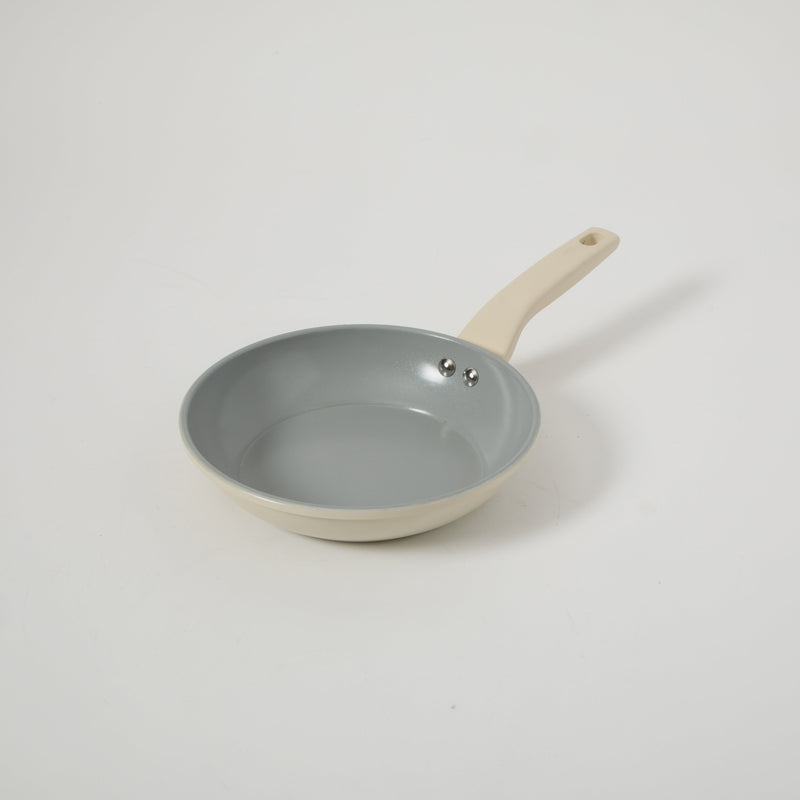 Gibson Home Barnsdall 2pc 10" & 8" Aluminum Frying Pan - Linen - Grey Ceramic Nonstick Interior - Soft Touch Handle - Forged Look- Color Label
