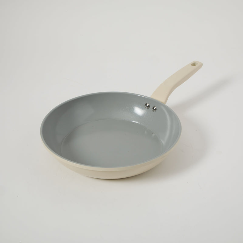 Gibson Home Barnsdall 2pc 10" & 8" Aluminum Frying Pan - Linen - Grey Ceramic Nonstick Interior - Soft Touch Handle - Forged Look- Color Label