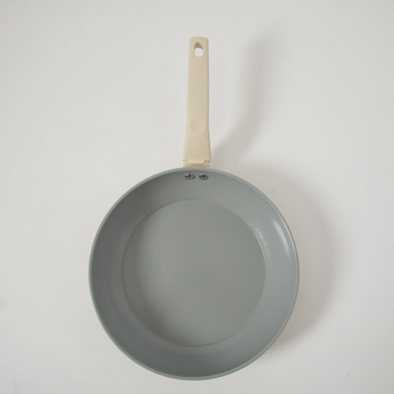 Gibson Home Barnsdall 2pc 10" & 8" Aluminum Frying Pan - Linen - Grey Ceramic Nonstick Interior - Soft Touch Handle - Forged Look- Color Label