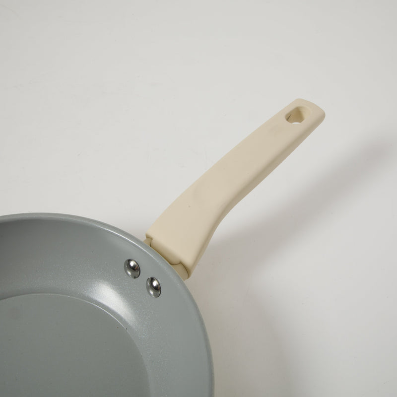 Gibson Home Barnsdall 2pc 10" & 8" Aluminum Frying Pan - Linen - Grey Ceramic Nonstick Interior - Soft Touch Handle - Forged Look- Color Label