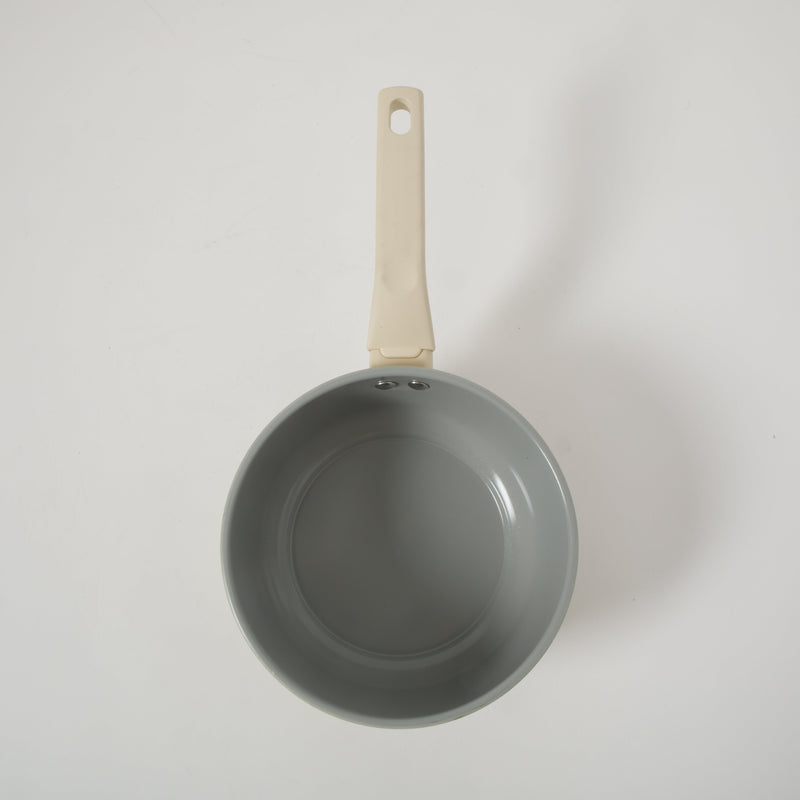 Gibson Home Barnsdall 2qt Aluminum Saucepan w/ Glass Lid - Linen - Grey Ceramic Nonstick Interior - Soft Touch Handle - Forged Look - Color Label