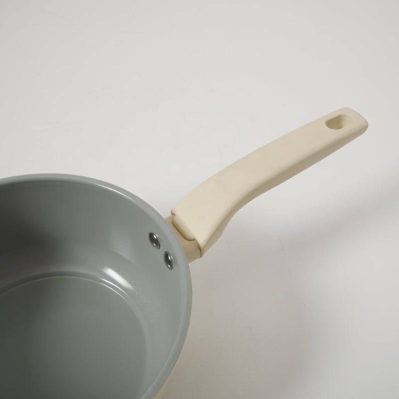 Gibson Home Barnsdall 2qt Aluminum Saucepan w/ Glass Lid - Linen - Grey Ceramic Nonstick Interior - Soft Touch Handle - Forged Look - Color Label