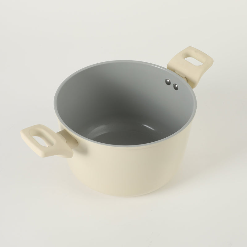 Gibson Home Barnsdall 5qt Aluminum Stock Pot w/ Glass Lid - Linen - Grey Ceramic Nonstick Interior - Soft Touch Handle - Forged Look - Color Label