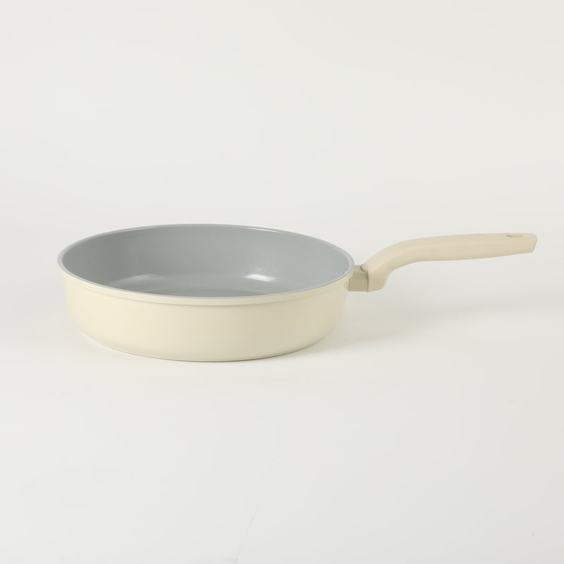 Gibson Home Barnsdall 4qt Aluminum Sauté Pan w/ Glass Lid - Linen - Grey Ceramic Nonstick Interior - Soft Touch Handle - Forged Look - Color Label