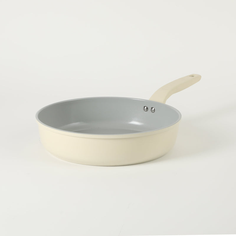 Gibson Home Barnsdall 4qt Aluminum Sauté Pan w/ Glass Lid - Linen - Grey Ceramic Nonstick Interior - Soft Touch Handle - Forged Look - Color Label