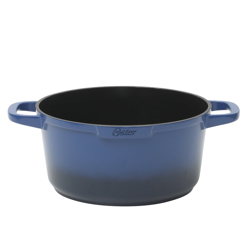 Oster Amberton 10pc Cast Aluminum Cookware Set w/ Kitchen Tools & Felts - Blue - Black Nonstick Interior - Induction Base - Gift Box