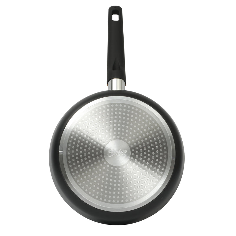 Oster Oxburg 10" Aluminum Frying Pan - Matte Black - Nonstick Interior - Induction Base - Black 2 Tone Soft Touch Wooden Handle - Color Sleeve